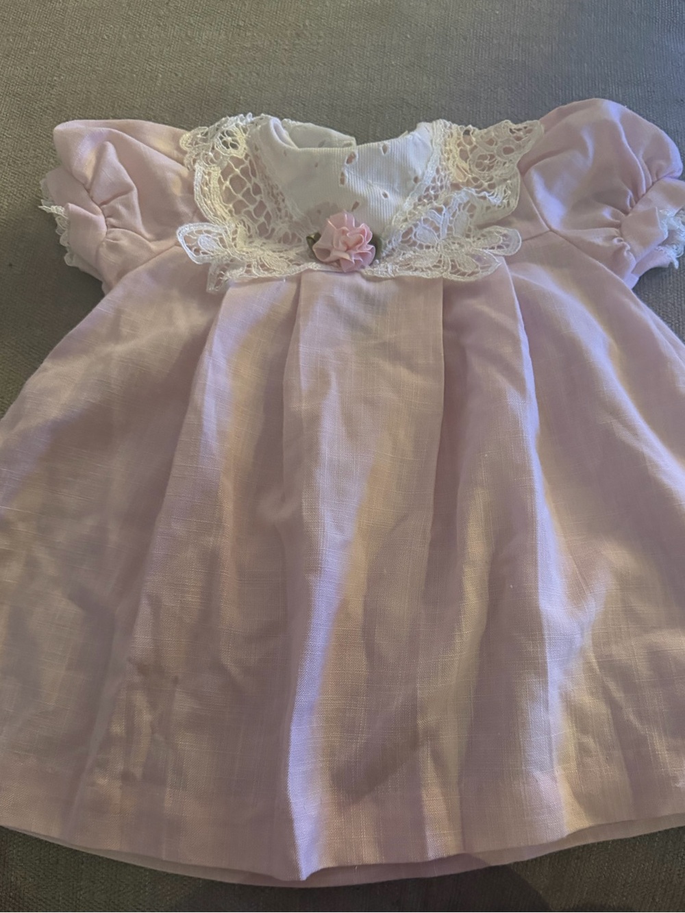 Rene Caovilla Pale Pink Lace-Collar Puff-Sleeve Dress